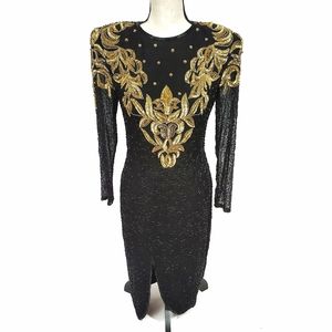 Scala 80s Beaded Sequin Gown